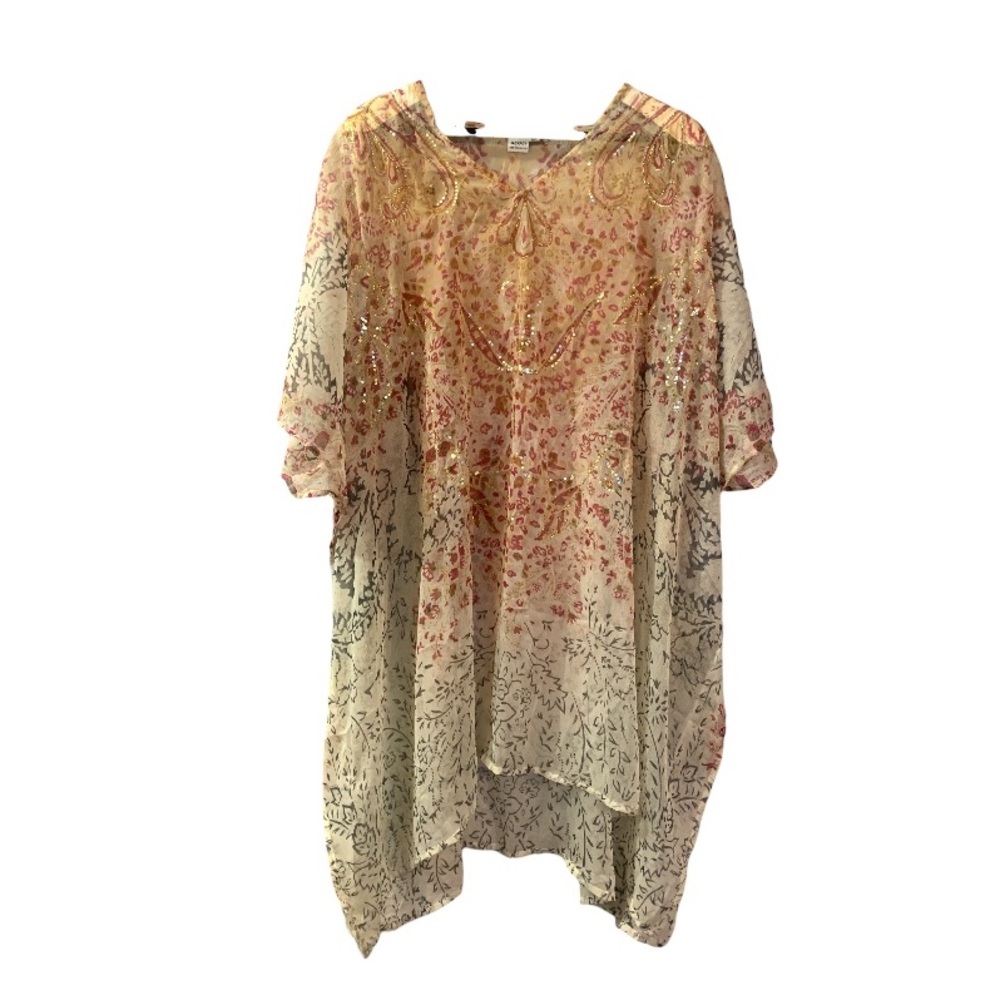 Jackpot Vintage Brand Swim Coverup M/L Sequin Oversized Kaftan Artsy Boho Hippie